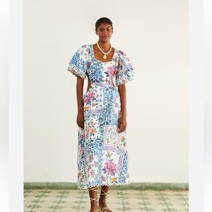 FARM RIO off white romantic bandana midi dress